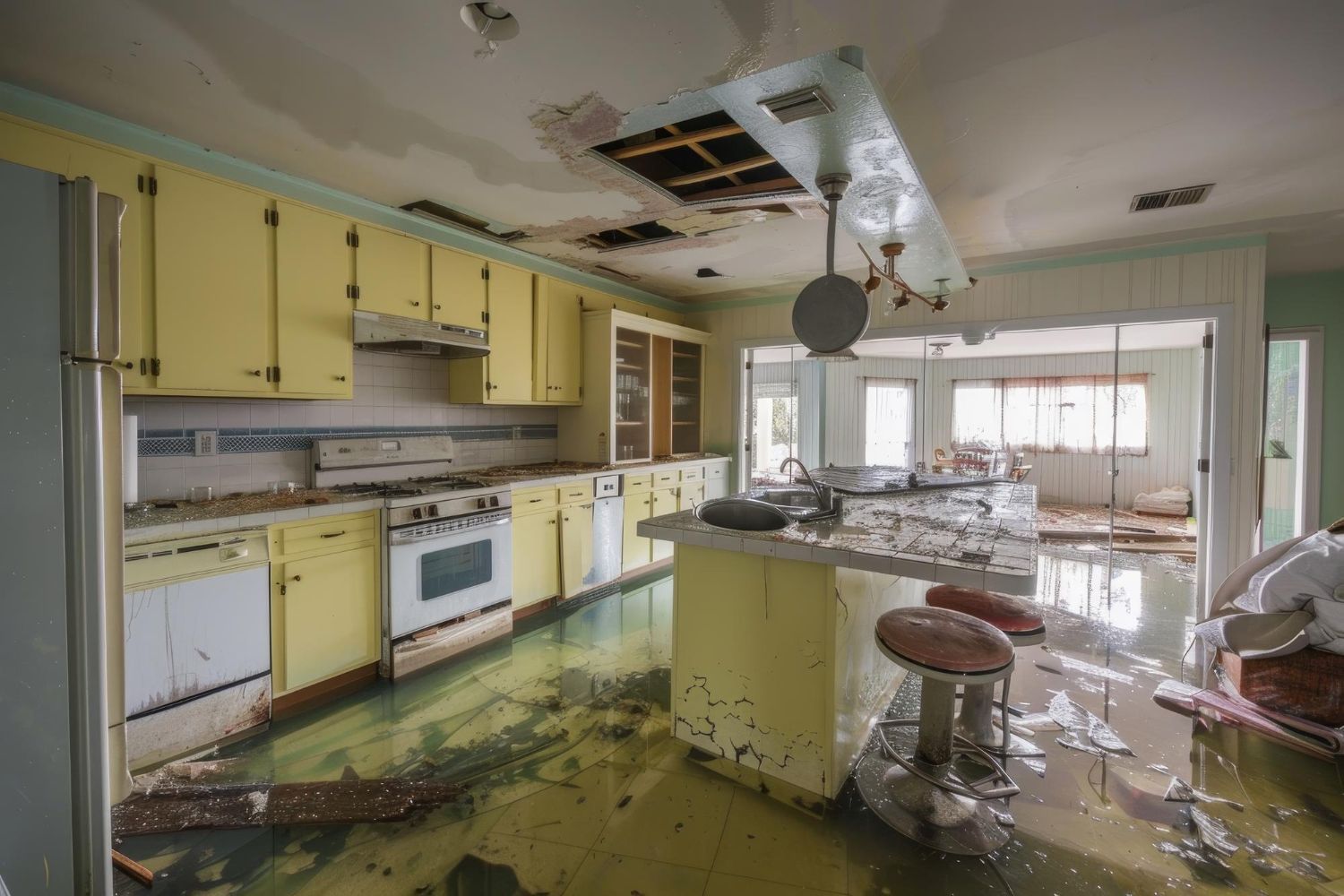 water damage from leaking pipes
