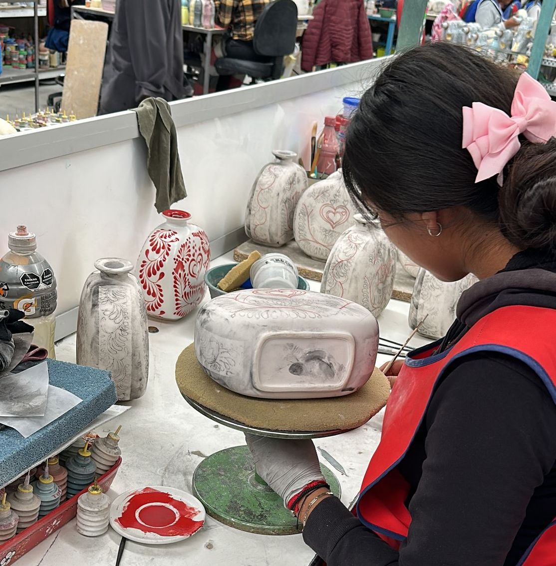 handpainting bottles at azulejos tequila