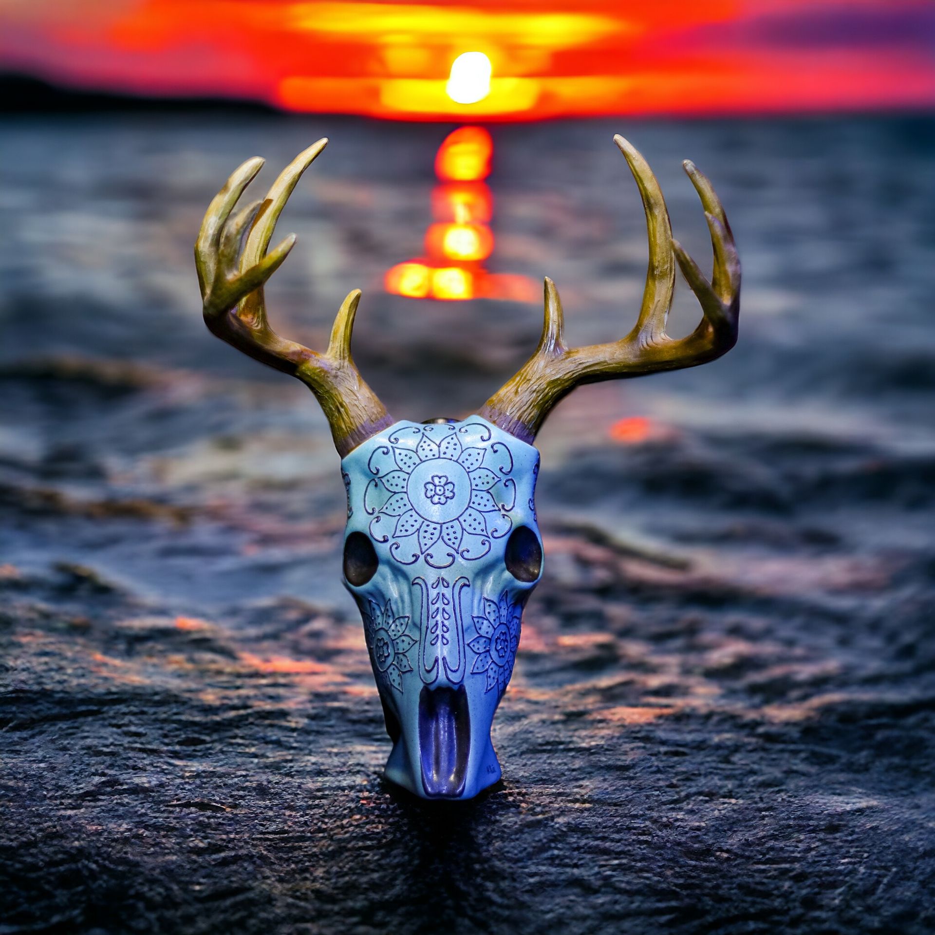 azulejos trophy head antler bottle