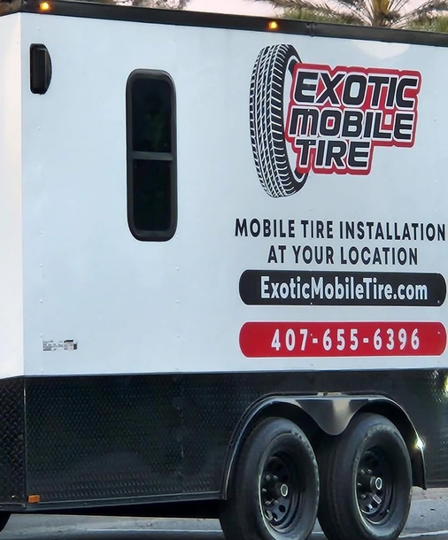 A white work trailer for