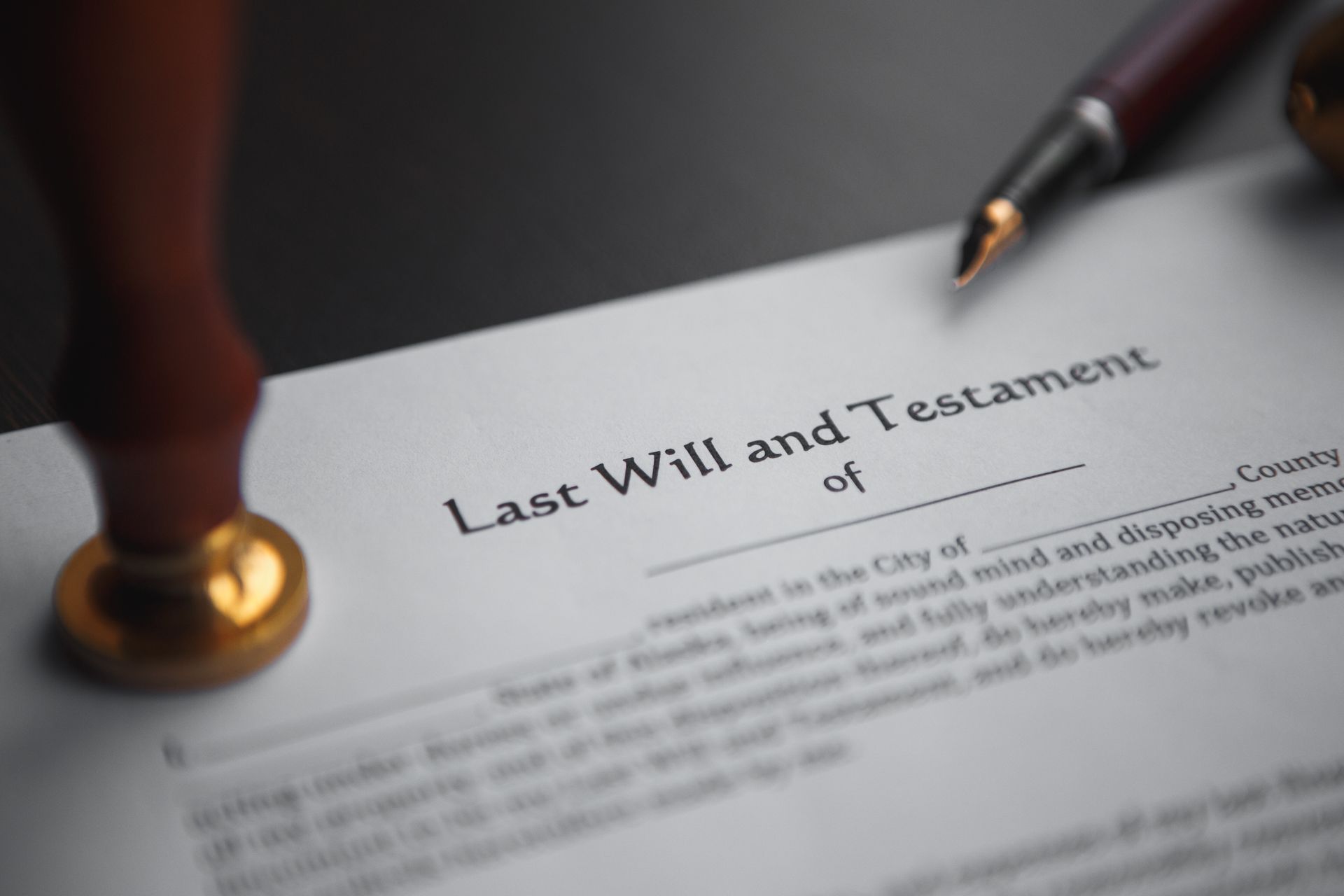 Last Will and testament document with notary stamp