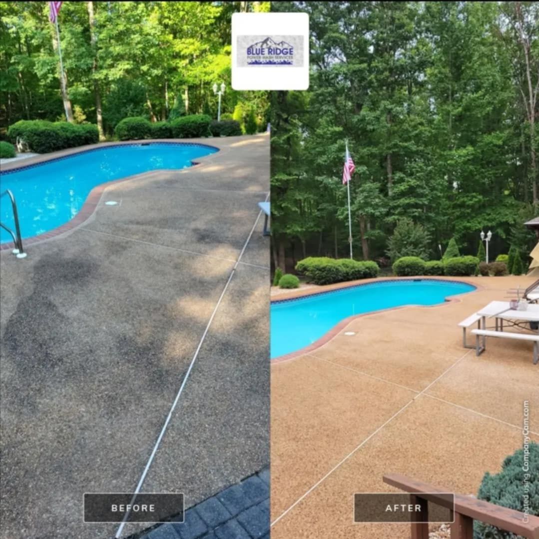 A before and after photo of a swimming pool