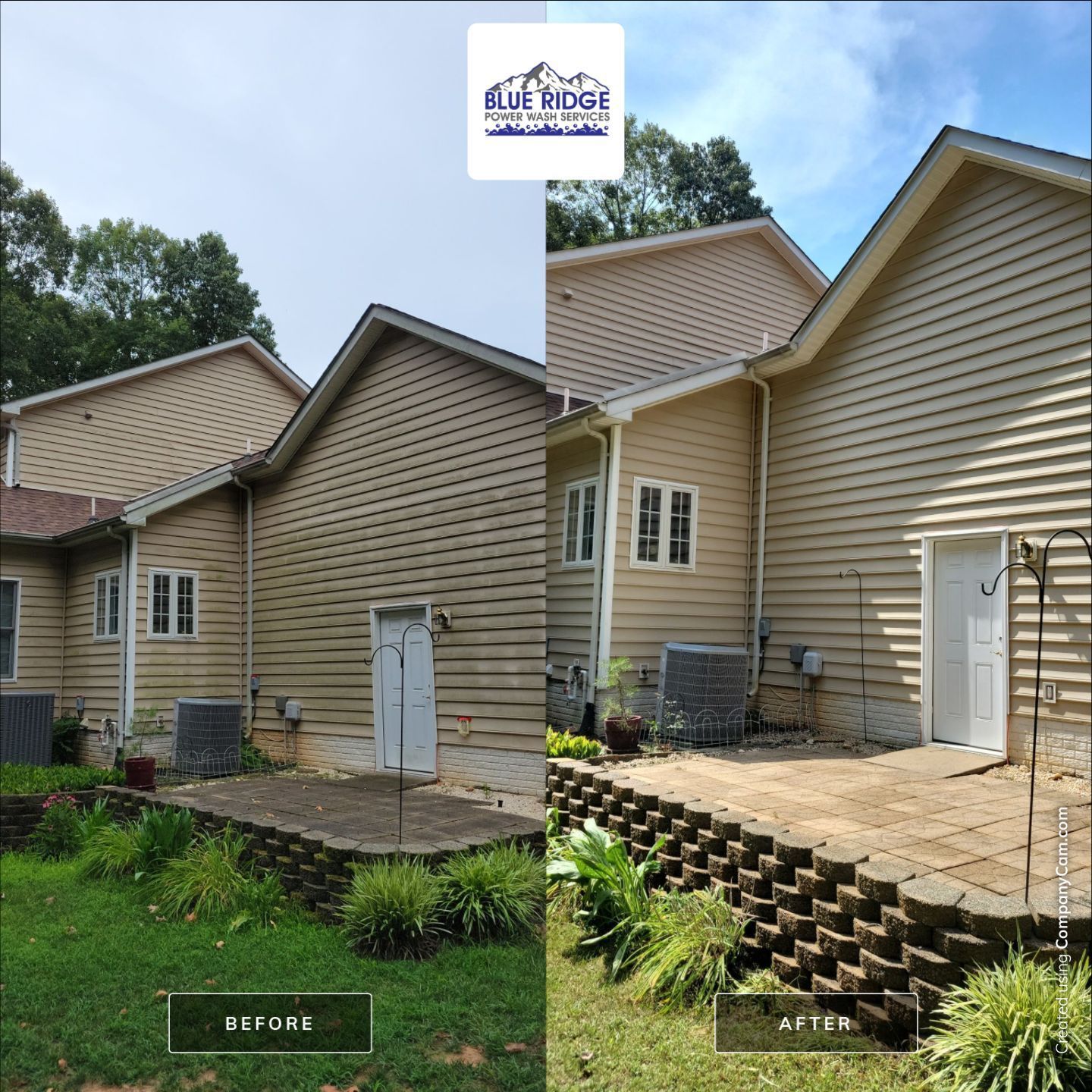 A before and after picture of a house