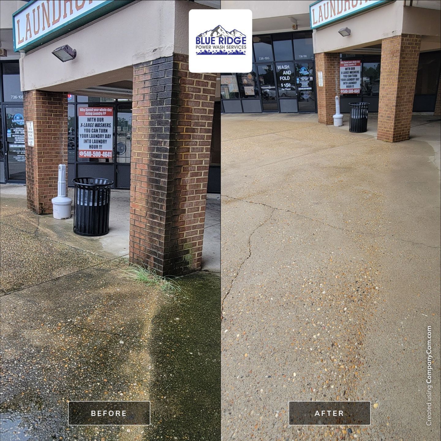 A before and after photo of a laundromat