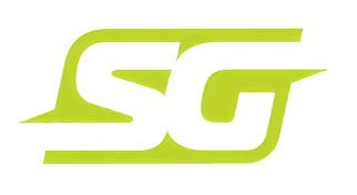 Logo « SG » stylisé vert citron sur fond blanc
