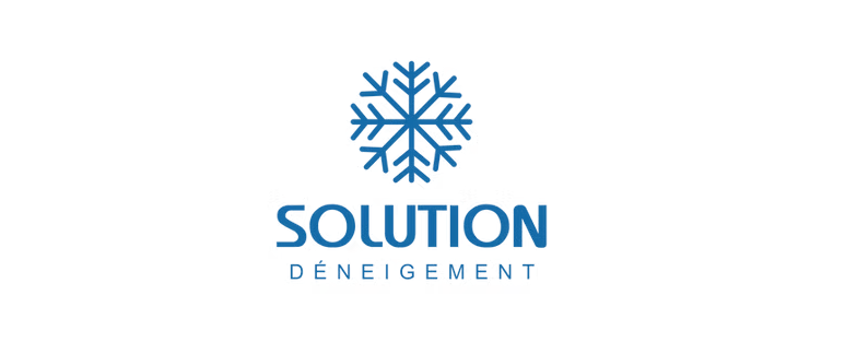 Logo de flocon de neige bleu au-dessus des mots « SOLUTION DÉNÉIGEMENT » sur fond blanc