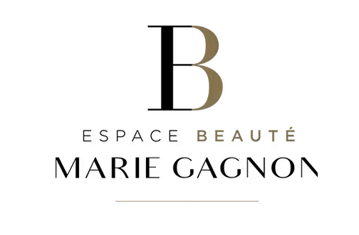 Logo d'Espace Beauté Marie Gagnon avec un monogramme « B » or et noir