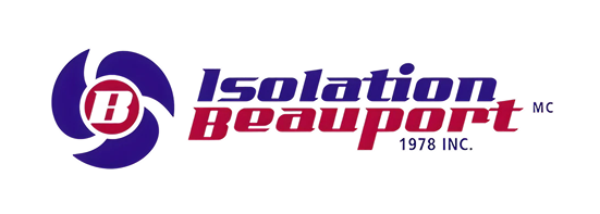Logo d'Isolation Beaumont avec texte violet et rouge et icône circulaire sur fond blanc