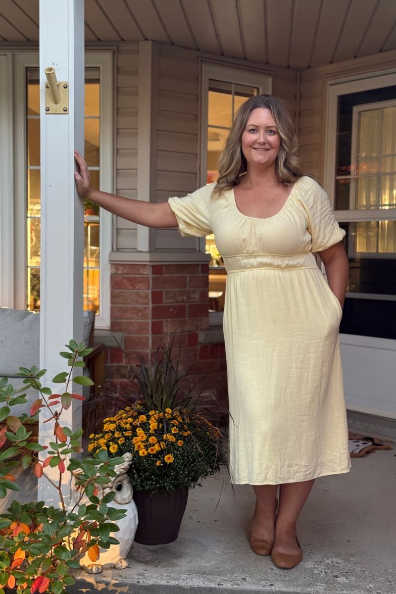 Sarah on her new front porch