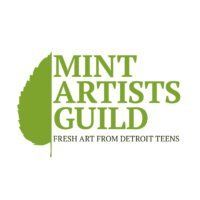 Logo for Mint Artists Guild: green leaf beside text 
