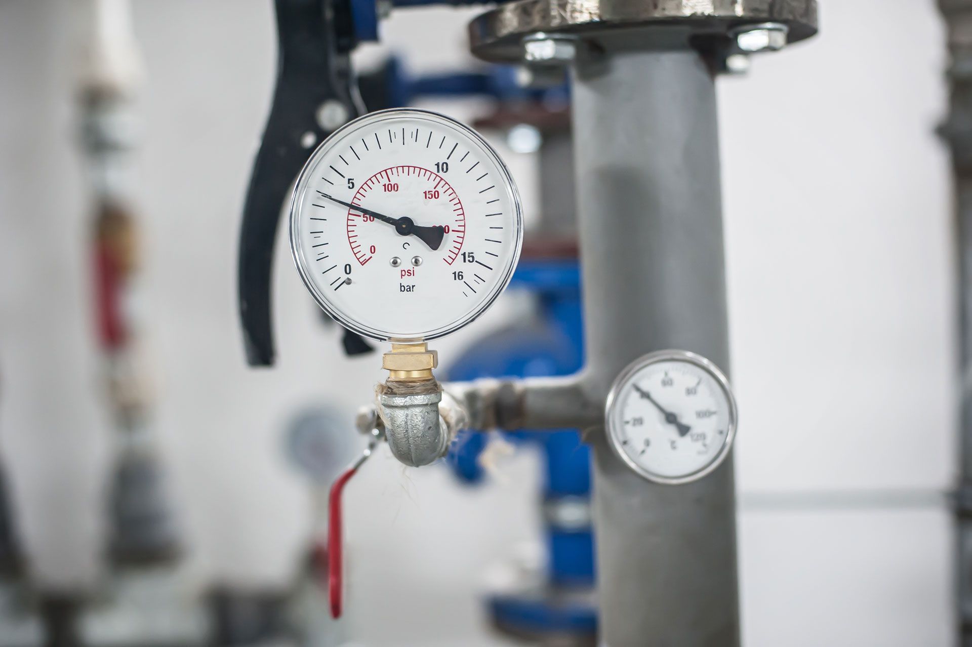 Pressure regulator valve that controls the pressure of a fluid or gas in factory supply.