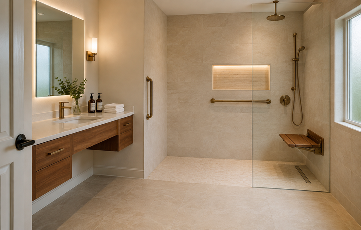 Bathroom remodelled to an accessible bathroom in Deltona, FL