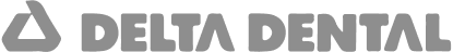 A delta dental logo with a shadow on a white background.