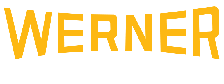 The word werner is written in yellow on a white background