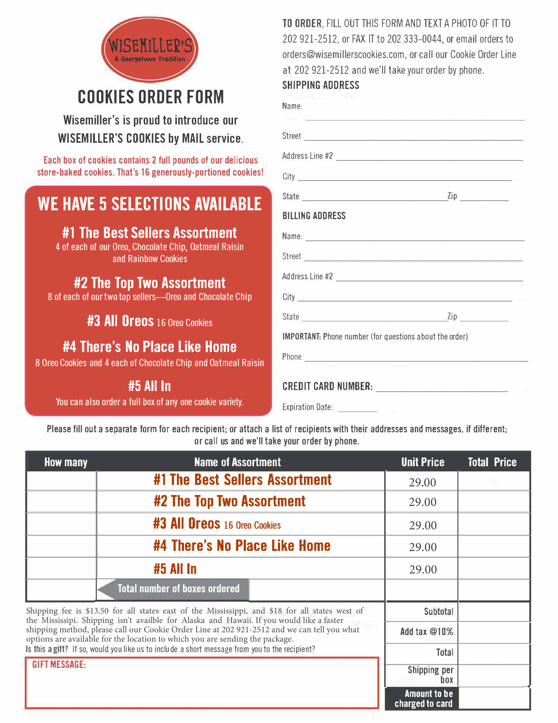 A flyer for a restaurant that says `` we have 5 selections available ''
