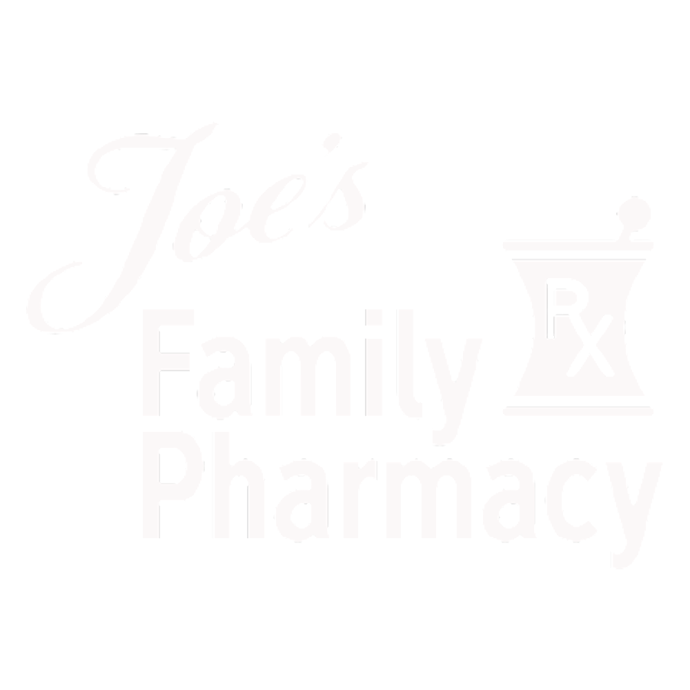 Joe's Family Pharmacy logo with text and Rx symbol.