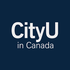 The city u in canada logo is on a blue background.