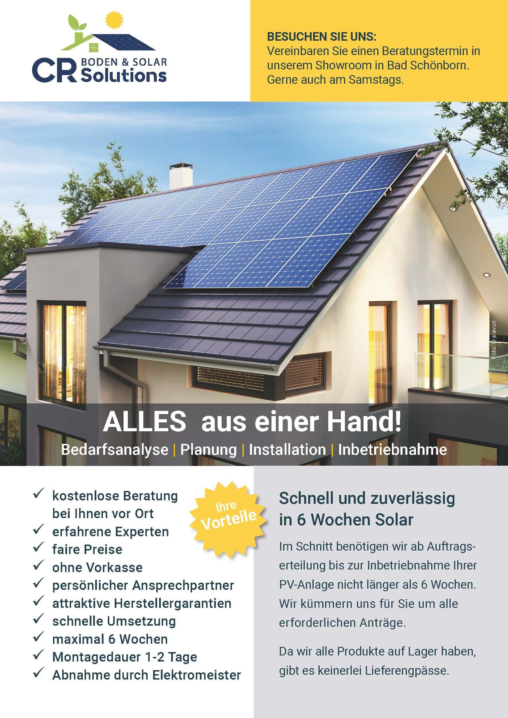 Solaranlagen und Photovoltaikanlagen von CR-BSS