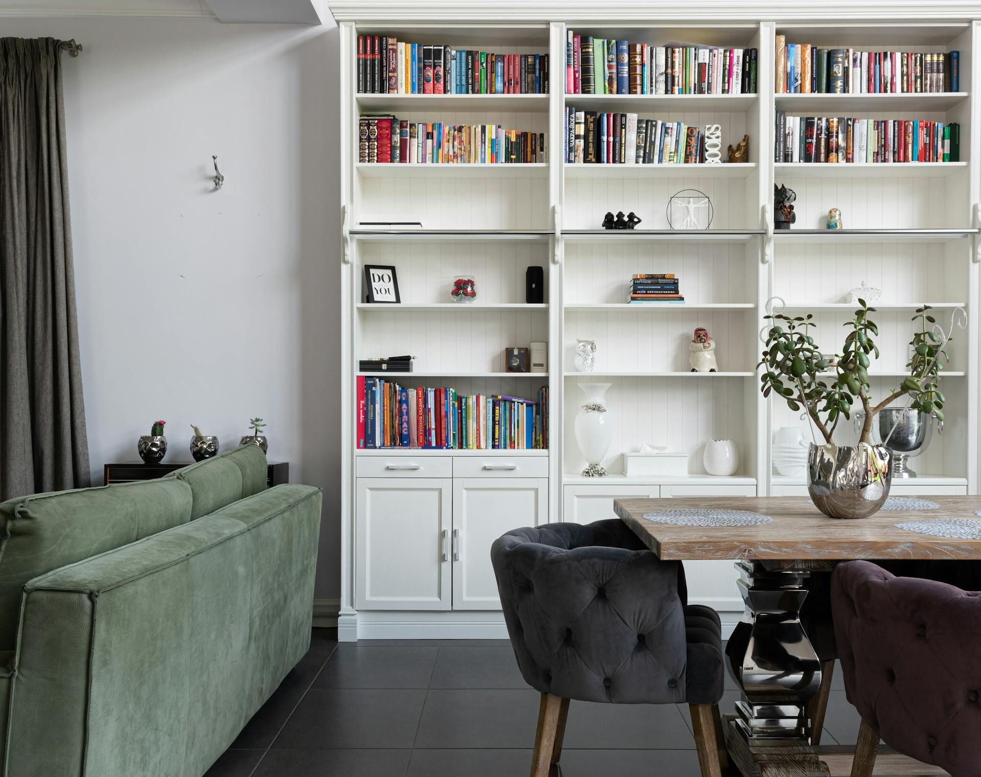 salon bibliothèque en bois