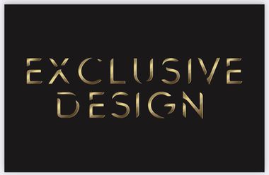 Testo dorato “EXCLUSIVE DESIGN” su sfondo nero