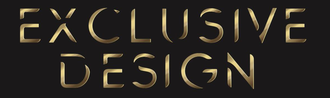 Testo dorato “EXCLUSIVE DESIGN” su sfondo scuro