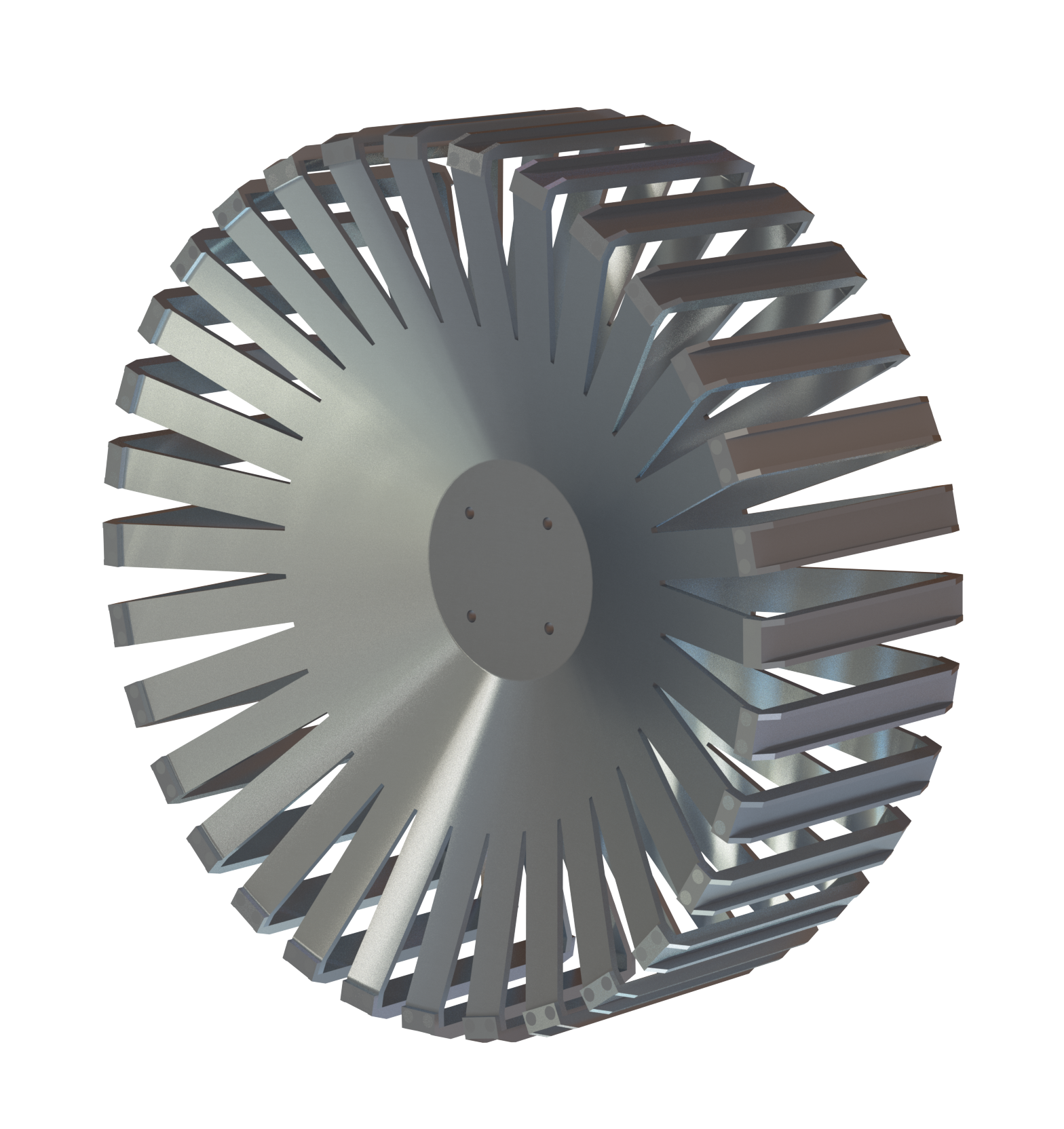 CAD render of a Hephaestus Industry bladed drive wheel for loose regolith
