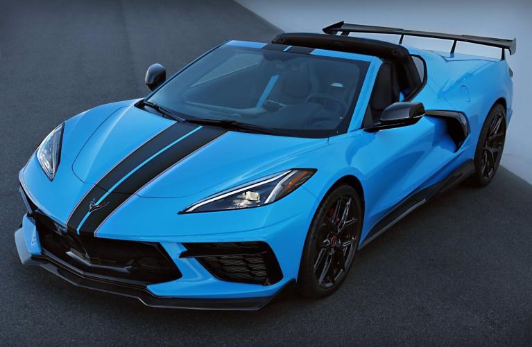 The Chevrolet Corvette (C8) is a sports car that was introduced in 2020 as the eighth generation of the Chevrolet Corvette. The C8 Corvette is powered by a 6.2L LT2 V8 engine that produces 495 hp and 470 lb⋅ft of torque. It is available in both coupe and convertible body styles, and can be equipped with either a seven-speed manual transmission or an eight-speed automatic transmission. 