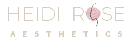 The logo for heidi rose aesthetics has a rose on it.