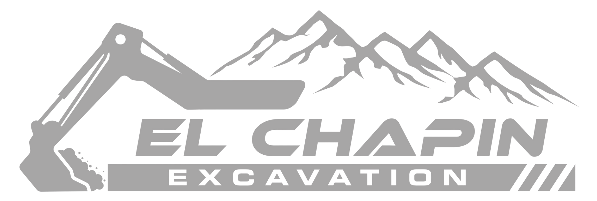 El Chapin Excavation logo with gray excavator and mountain graphic