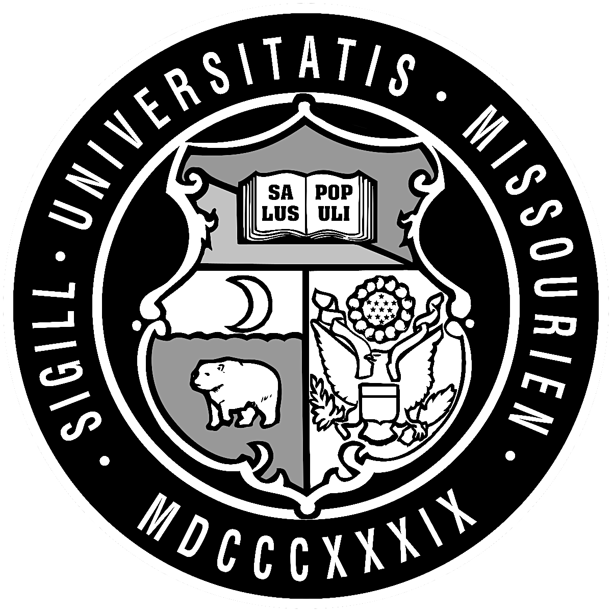 A black and white logo for the university of missouri