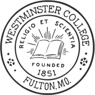 A black and white logo for westminster college in fulton mo