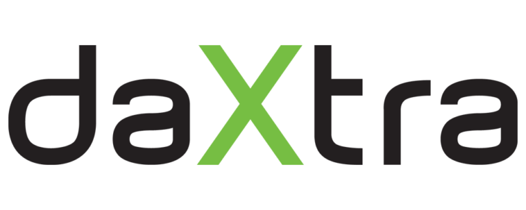 The daxtra logo is black and green on a white background.