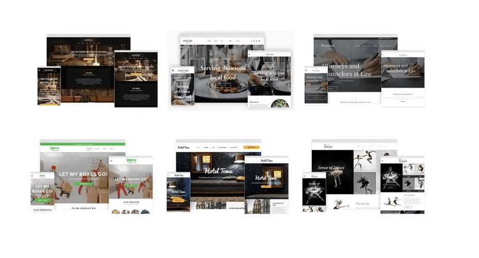 A collage of images of different websites on a white background.