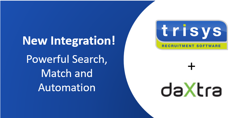 A blue and white sign that says new integration powerful search match and automation