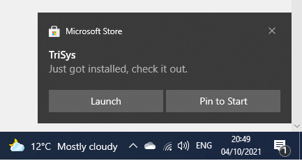 A microsoft store notification that says just got installed check it out