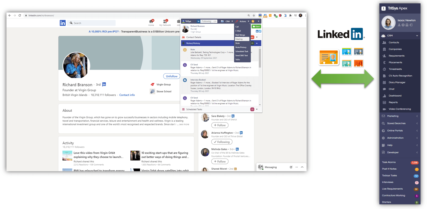 A computer screen with a linkedin logo on it