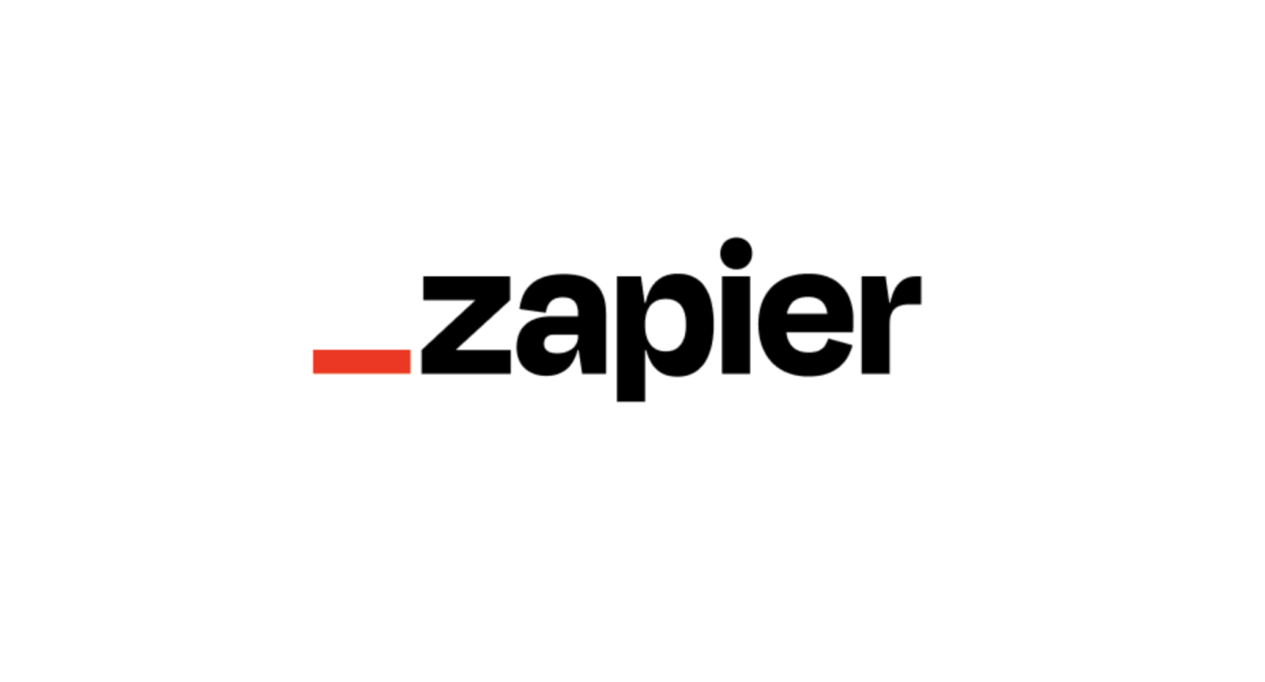 A black and red logo for zapier on a white background.