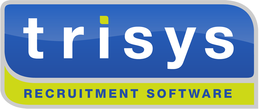 The logo for trisys recruitment software is blue and green.