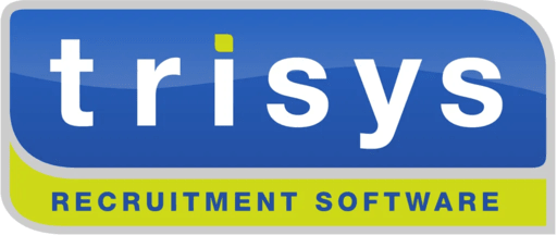 A blue and green logo for trisys recruitment software