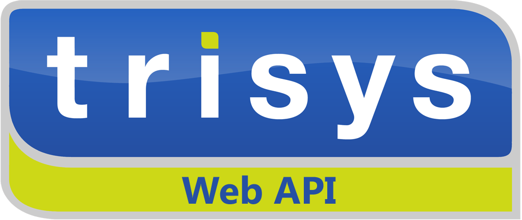 A blue and green logo for trisys web api