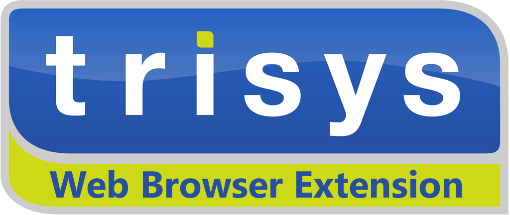 A blue and yellow logo for trisys web browser extension