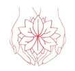 Contorno bianco di un fiore di loto stilizzato con cinque petali.
