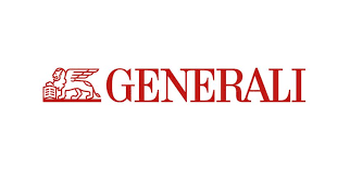 Logo Generali in rosso con l'emblema di un leone alato su sfondo bianco.