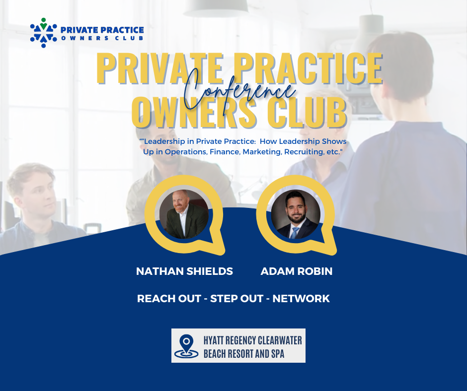 A poster for a private practice conference owners club