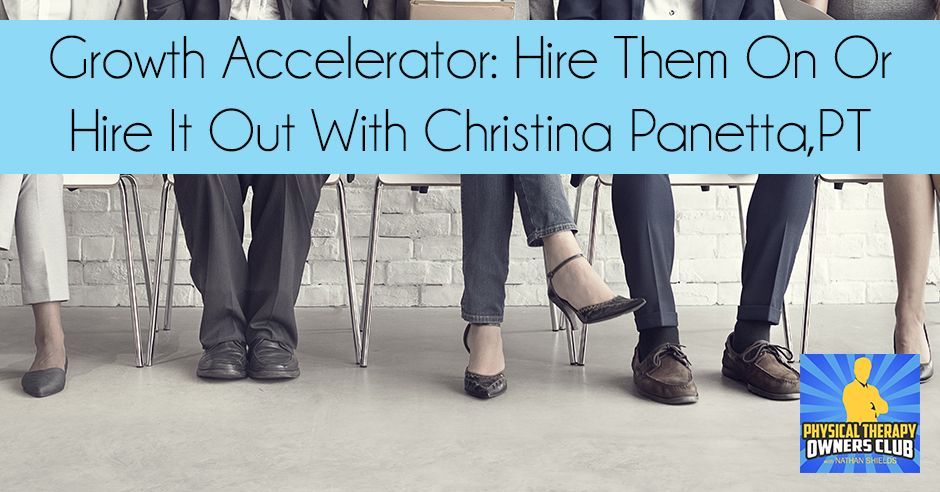 A group of people sitting in chairs with the words growth accelerator hire them on or hire it out with christina panetta pt