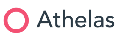 A logo for athelas is shown on a white background.