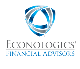 A logo for econologies financial advisors with a blue and silver shield