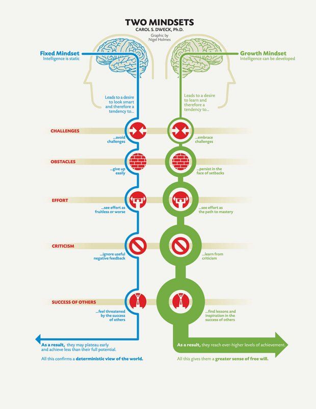 A diagram showing the difference between two mindsets.