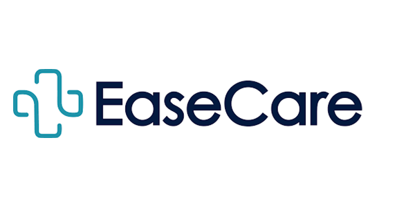 The easecare logo is a blue and white logo with a heart.