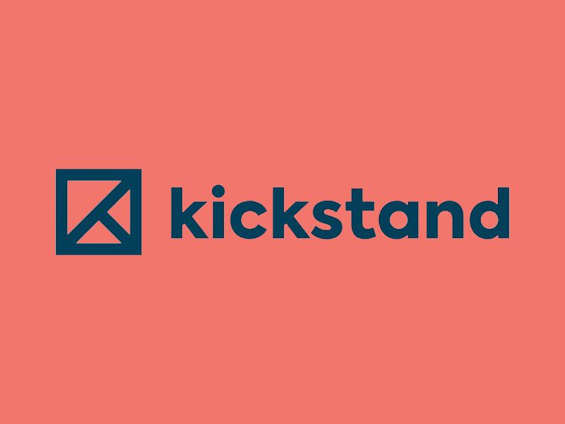 The kickstand logo is on a pink background.